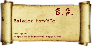 Balaicz Horác névjegykártya